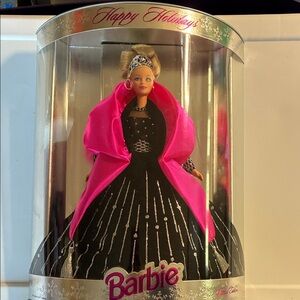1998 Barbie Holiday Collection Doll with Pink and Black Gown